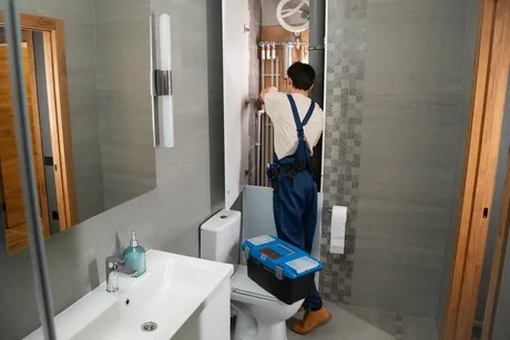 plumber-water-heater-system-behind-wall